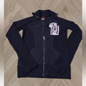 Lip Service Black patched Zip up hoodie